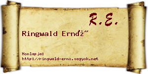 Ringwald Ernő névjegykártya